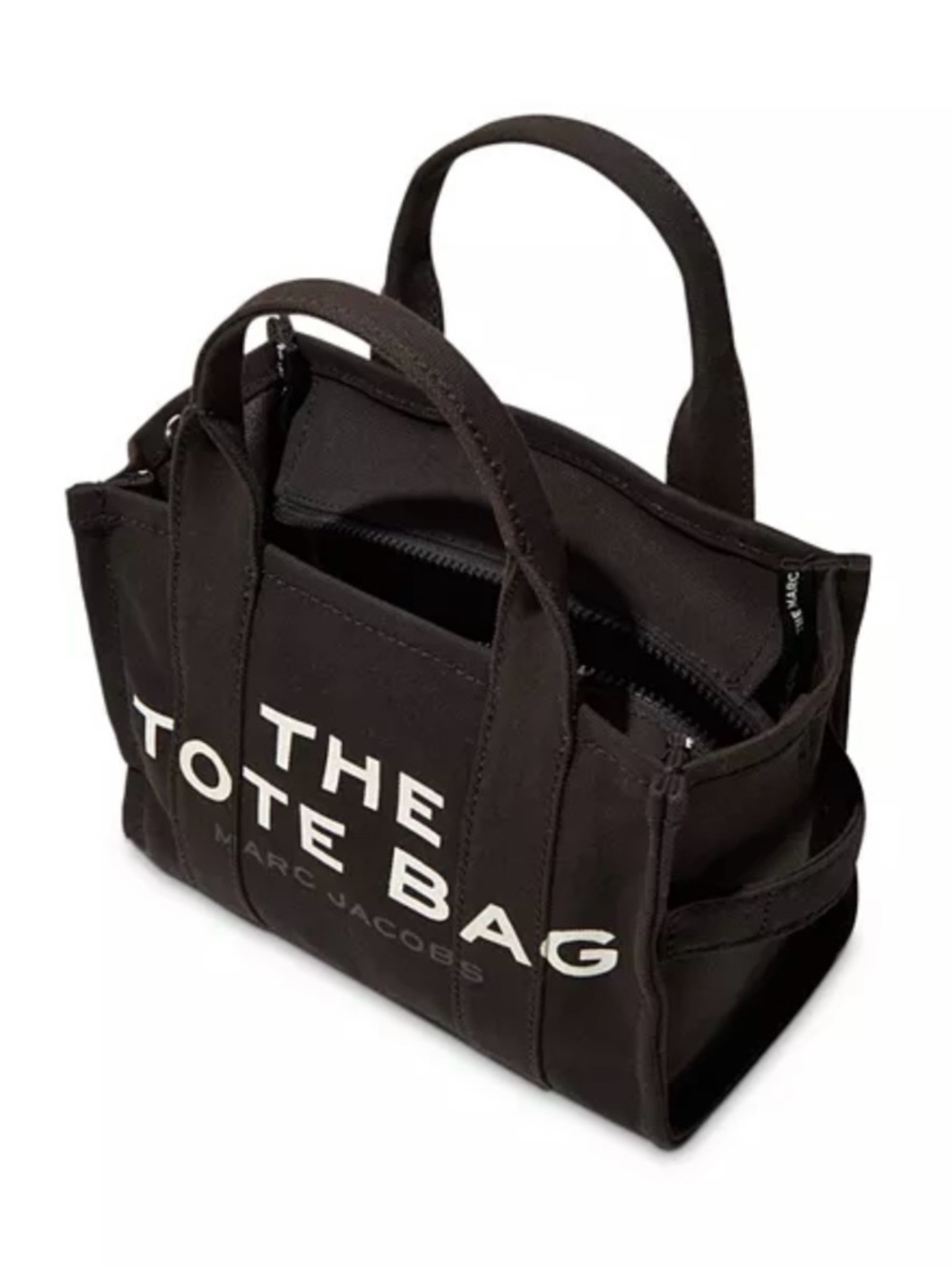 Marc Jacobs Black Canvas Small Tote Bag with Bold Logo - Picture 3 of 6